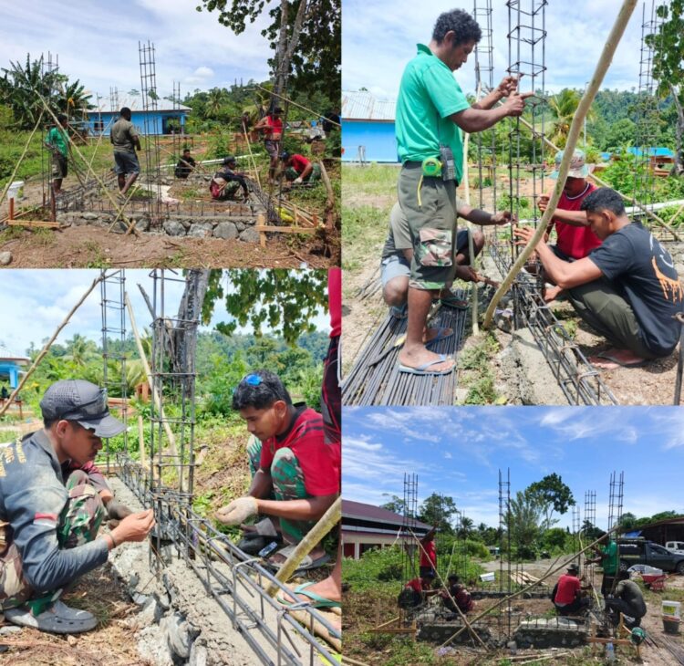 TMMD Ke-128 Kodim 1801/Manokwari Selesai Pasang Rangka Besi Bak Air Bersih