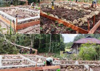 Semangat TMMD Kodim 1807/Sorsel Ke-129 Terus Berkobar di Kampung Sesor Capai Progres 10 Persen