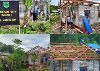 Satgas TMMD Ke-128 Kodim 1801 Manokwari Mulai Pasang Atap Seng Rumah