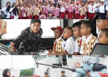 Usai Kunjungan ke Kapal Perang TNI AL, Pelajar SDN 13 Sorong Berkeinginan Jadi Prajurit TNI AL
