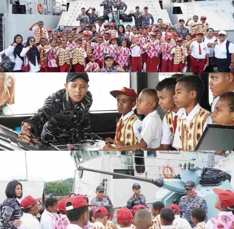 Usai Kunjungan ke Kapal Perang TNI AL, Pelajar SDN 13 Sorong Berkeinginan Jadi Prajurit TNI AL