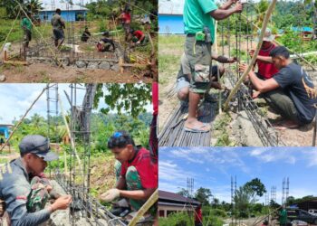 TMMD Ke-128 Kodim 1801/Manokwari Selesai Pasang Rangka Besi Bak Air Bersih
