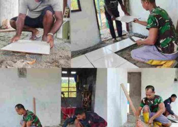 RTLH TMMD Ke-128 Kodim 1801/Manokwari Mulai Tahap Pemasangan Keramik