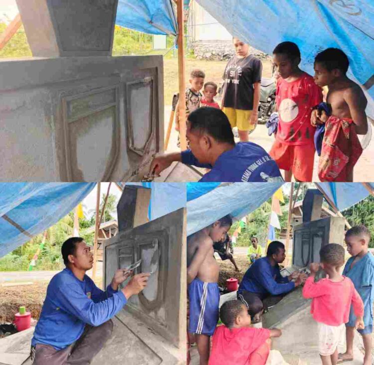 Satgas TMMD Ke-128 Kodim 1801/Manokwari Mulai Pembuatan Tugu Prasasti