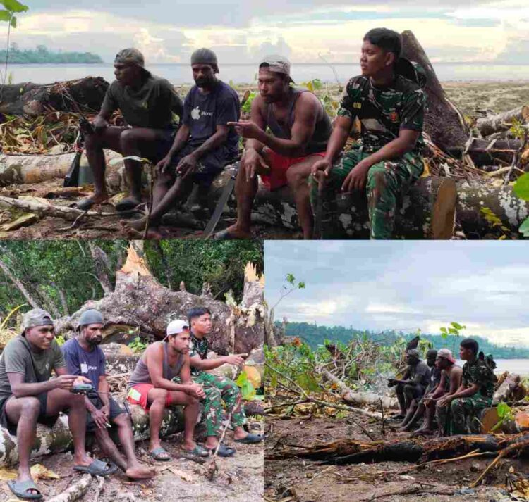 Satgas TMMD Ke-128 Kodim 1801/Manokwari, Jalin Komunikasi Sosial Dengan Warga di Kampung Tanah Rubuh