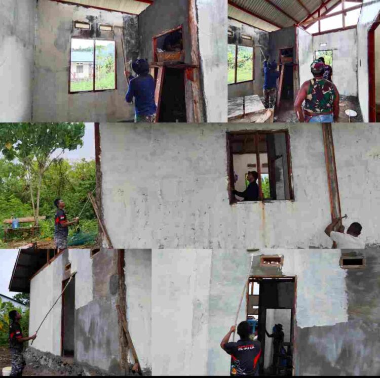 Satgas TMMD Ke-128 Kodim 1801/Manokwari Laksanakan Pengecatan RTLH di Kampung Tanah Rubuh