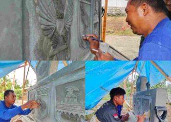 Pembuatan Tugu Prasasti TMMD Ke-128 Capai 75 Persen
