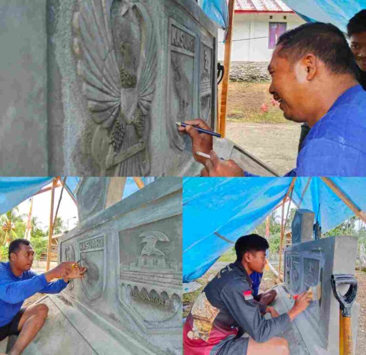 Pembuatan Tugu Prasasti TMMD Ke-128 Capai 75 Persen