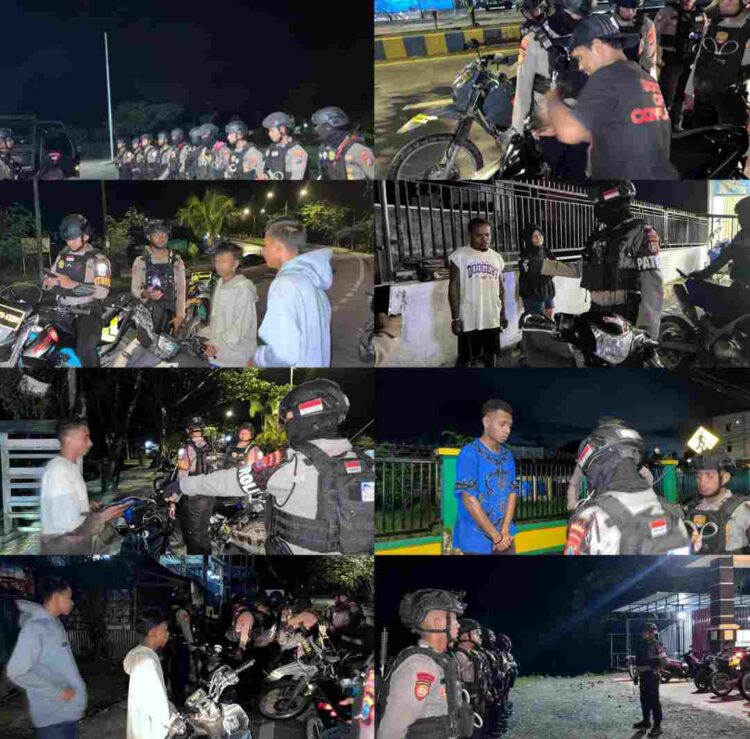Patroli Malam, Samapta Polda PBD Jaga Kamtibmas di Sorong Hingga Subuh: Tiga Motor dan Sajam Diamankan 