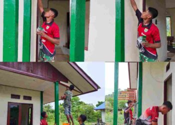 Pengecatan Kusen dan Tiang RTLH, Satgas TMMD Ke-128 Kodim 1801/Manokwari Percantik Hasil Pembangunan