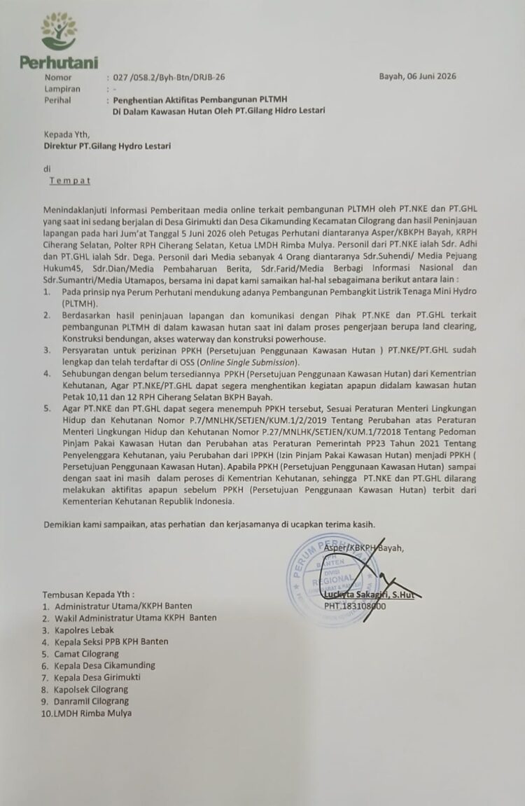 Dewan Pimpinan Wilayah Banten ( DPW) Ormas PERPAM , Apresiasi langkah Tegas Perhutani 