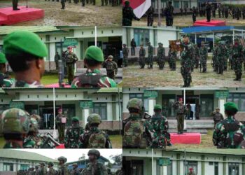 Kobarkan Nasionalisme di Medan Operasi, Satgas Yonif 2 Marinir dan Kodim 1703/Deiyai Gelar Upacara Hari Lahir Pancasila