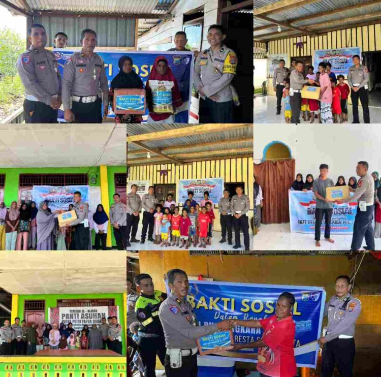 Ditlantas Polda PBD Salurkan Bantuan Sembako di Panti Asuhan dan Warga Kokoda Sambut HUT Bhayangkara Ke-80