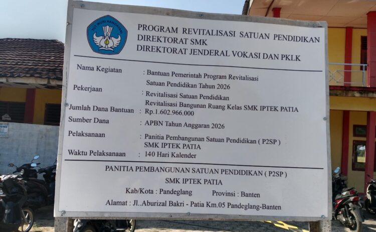 Revitalisasi SMK IPTEK Patia Rp1,6 Miliar Disorot, GOW-BANTEN Pertanyakan Intensitas Pengawasan Konsultan