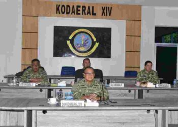 Komandan Kodaeral XIV Ikuti Vicon Pengesahan Doktrin TNI Perisai Trisula Nusantara