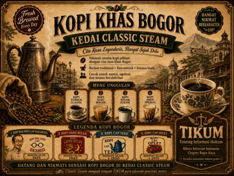 Kedai Classic Steam Hadir di Babakan Madang, Sajikan Kopi Khas Bogor dan Konsultasi Hukum Gratis