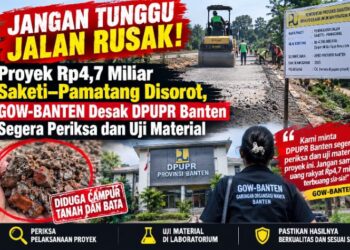 Jangan Tunggu Jalan Rusak! Proyek Rp4,7 Miliar Saketi–Pamatang Disorot, GOW-BANTEN Desak DPUPR Banten Segera Periksa dan Uji Material