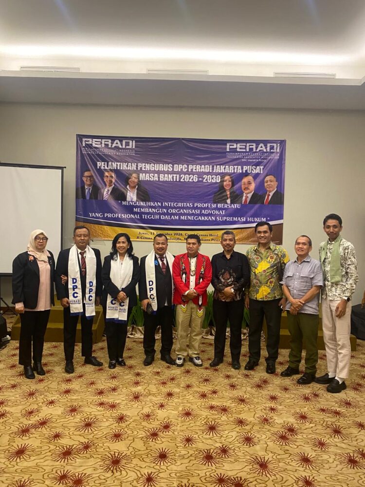 Ketua Umum SPASI Jelani Cristo Hadiri Pelantikan DPC PERADI RBA Jakarta Pusat Periode 2026–2030, Perkuat Persatuan dan Integritas Profesi Hukum