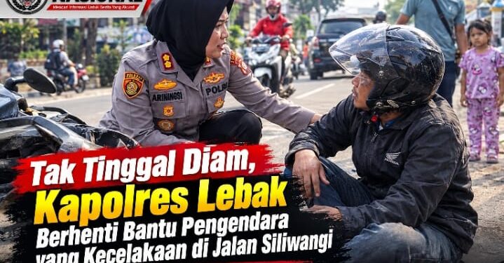 Tak Tinggal Diam, Kapolres Lebak Berhenti Bantu Pengendara yang Kecelakaan di Jalan Siliwangi