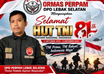 Keluarga besar Ormas Perpam DPD Lebak Selatan Ucapkan Selamat HUT TNI ke-81